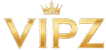 Logo des Vipz Casino, goldenes Monogramm mit Krone